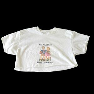 40s & Shorties Life As A Shorty White Cropped T-Shirt Womens Large